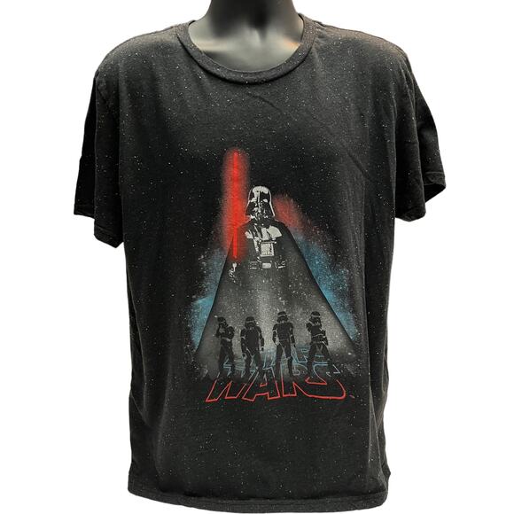 Star Wars Darth Vader & Stormtroopers T-Shirt - Men’s 2X Black Speckled Tee - Picture 1 of 6